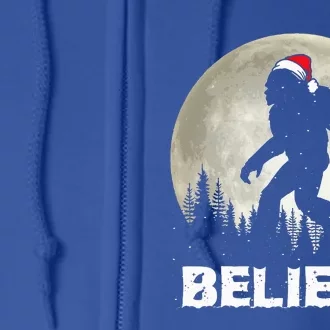 Santa Hat Bigfoot Believe Christmas Lights Rock Sasquatch Full Zip Hoodie