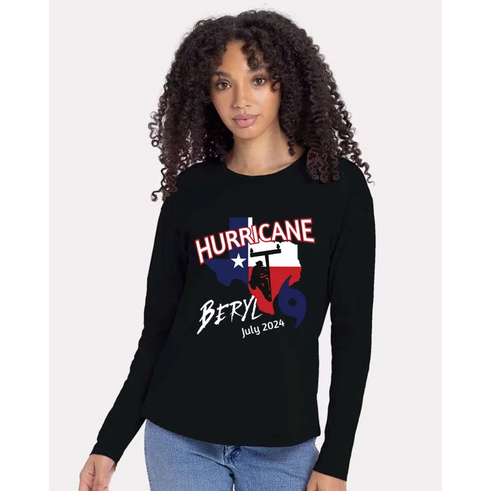 Storm Hurricane Beryl Texas Hurricane Hurricane 2024 Journeyman Linem Womens Cotton Relaxed Long Sleeve T-Shirt