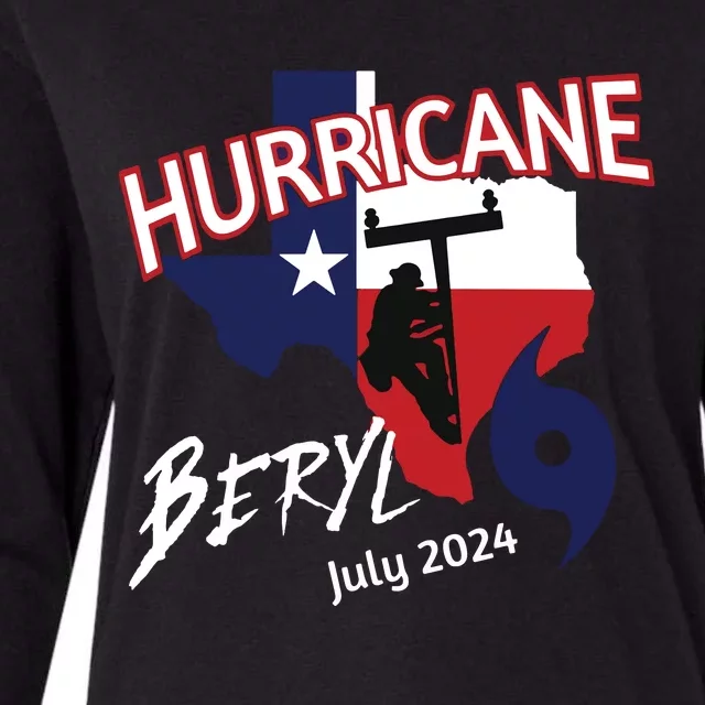 Storm Hurricane Beryl Texas Hurricane Hurricane 2024 Journeyman Linem Womens Cotton Relaxed Long Sleeve T-Shirt