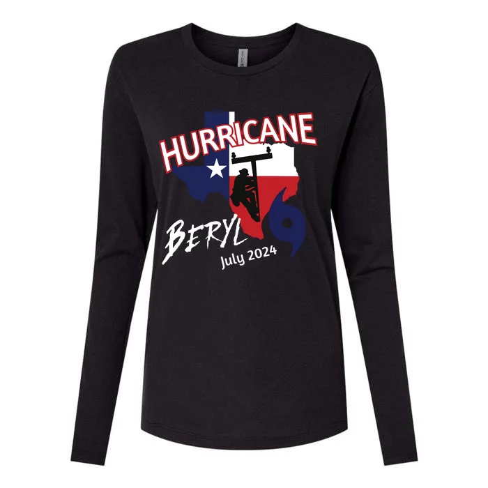 Storm Hurricane Beryl Texas Hurricane Hurricane 2024 Journeyman Linem Womens Cotton Relaxed Long Sleeve T-Shirt