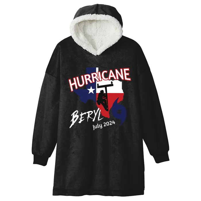 Storm Hurricane Beryl Texas Hurricane Hurricane 2024 Journeyman Linem Hooded Wearable Blanket