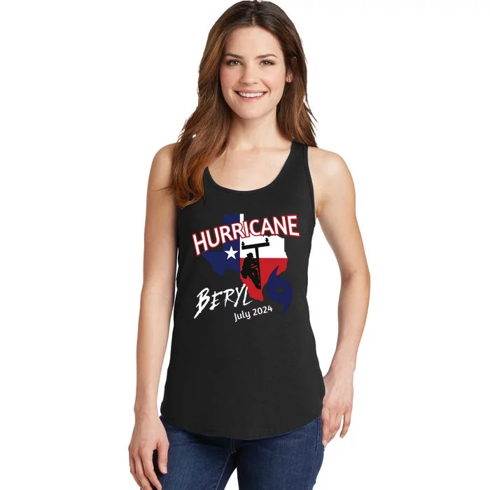 Storm Hurricane Beryl Texas Hurricane Hurricane 2024 Journeyman Linem Ladies Essential Tank