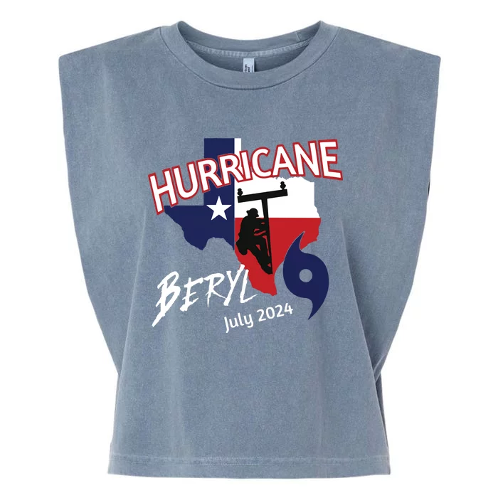 Storm Hurricane Beryl Texas Hurricane Hurricane 2024 Journeyman Linem Garment-Dyed Women's Muscle Tee