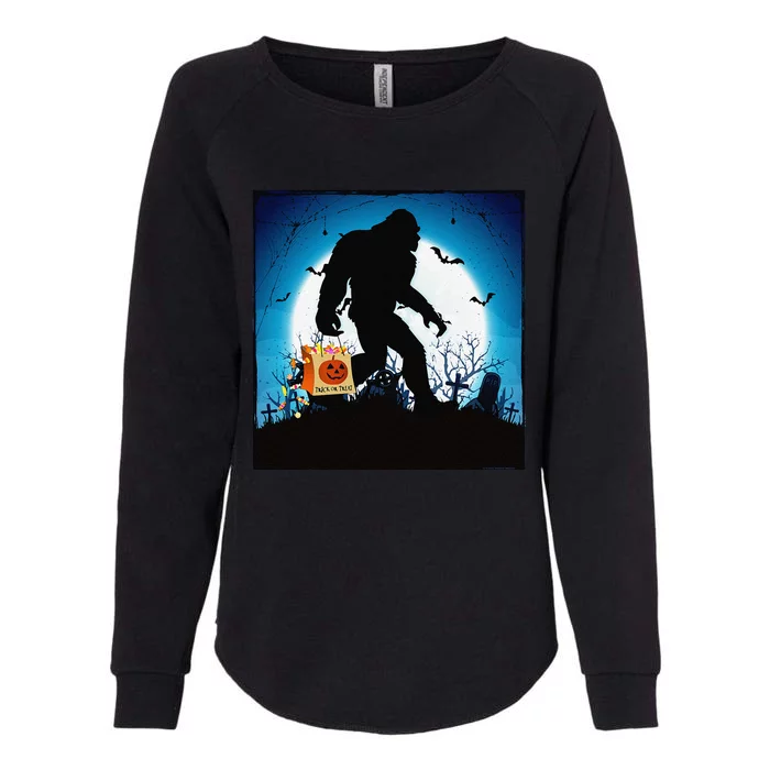 Spooky Halloween Bigfoot Trick Or Treating Full Moon Bigfoot Womens California Wash Sweatshirt