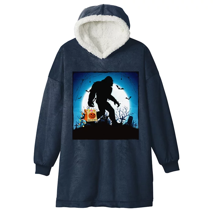 Spooky Halloween Bigfoot Trick Or Treating Full Moon Bigfoot Hooded Wearable Blanket