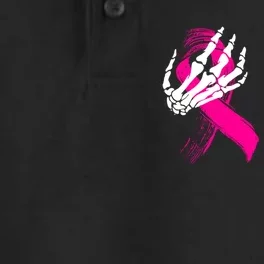 Skeleton Hands Breast Cancer Awareness Pink Ribbon Gift Dry Zone Grid Performance Polo