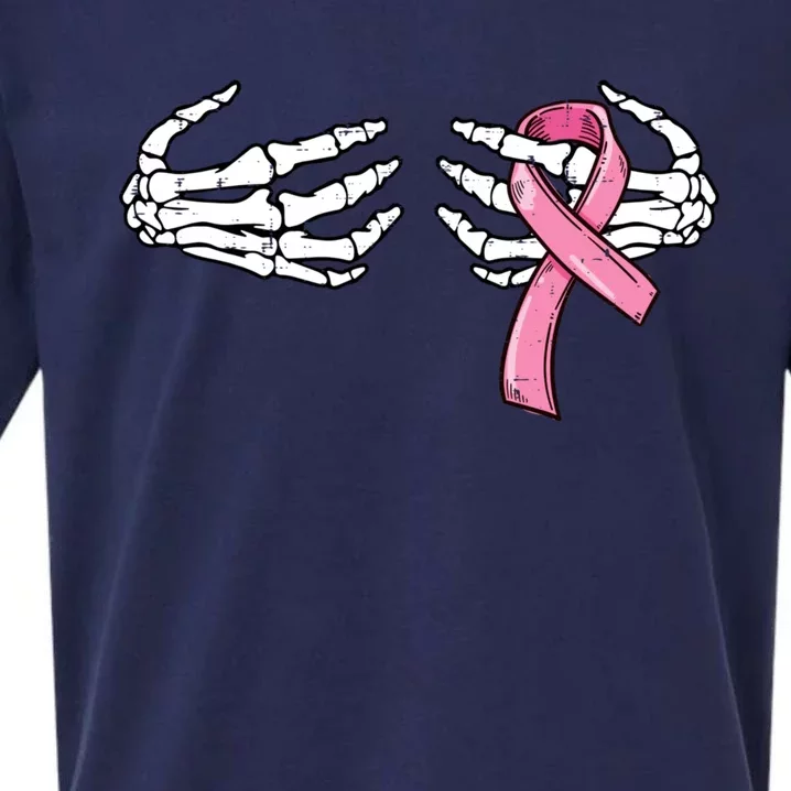 Skeleton Hands Breast Cancer Awareness Pink Ribbon Gift Sueded Cloud Jersey T-Shirt