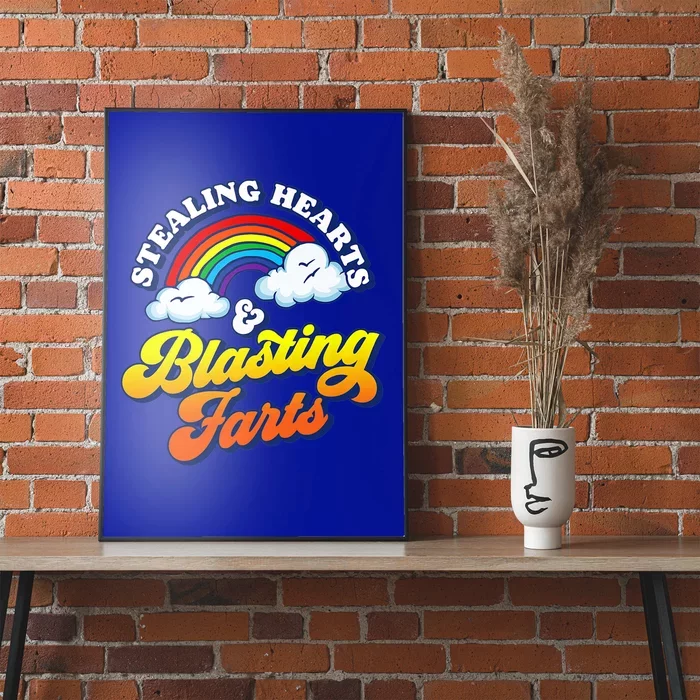 Stealing Hearts Blasting Farts Gift Funny Rainbow Valentines Gift Poster