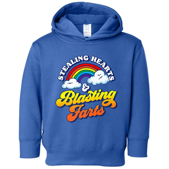 Stealing Hearts Blasting Farts Gift Funny Rainbow Valentines Gift Toddler Hoodie