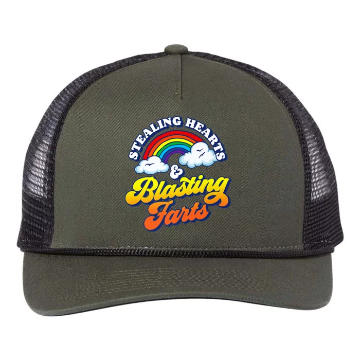 Stealing Hearts Blasting Farts Gift Funny Rainbow Valentines Gift Retro Rope Trucker Hat Cap