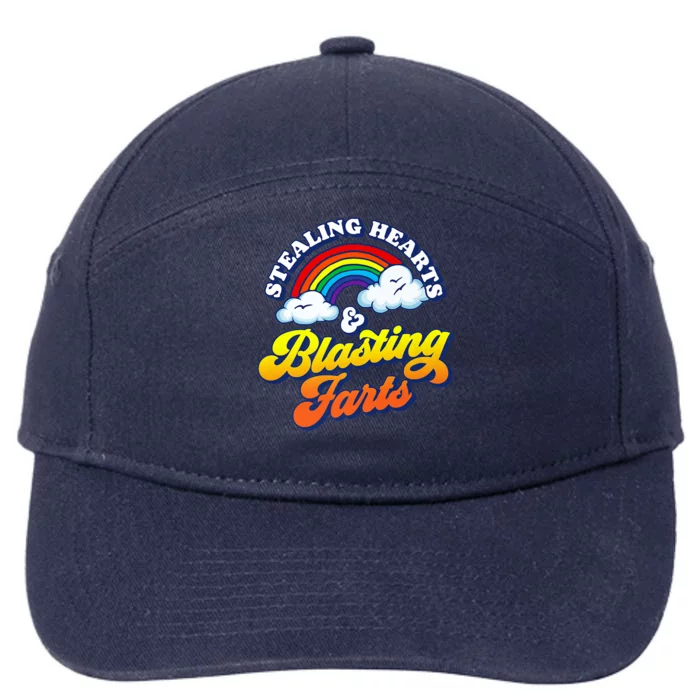 Stealing Hearts Blasting Farts Gift Funny Rainbow Valentines Gift 7-Panel Snapback Hat