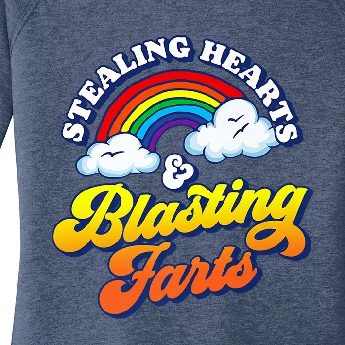 Stealing Hearts Blasting Farts Gift Funny Rainbow Valentines Gift Women's Perfect Tri Tunic Long Sleeve Shirt