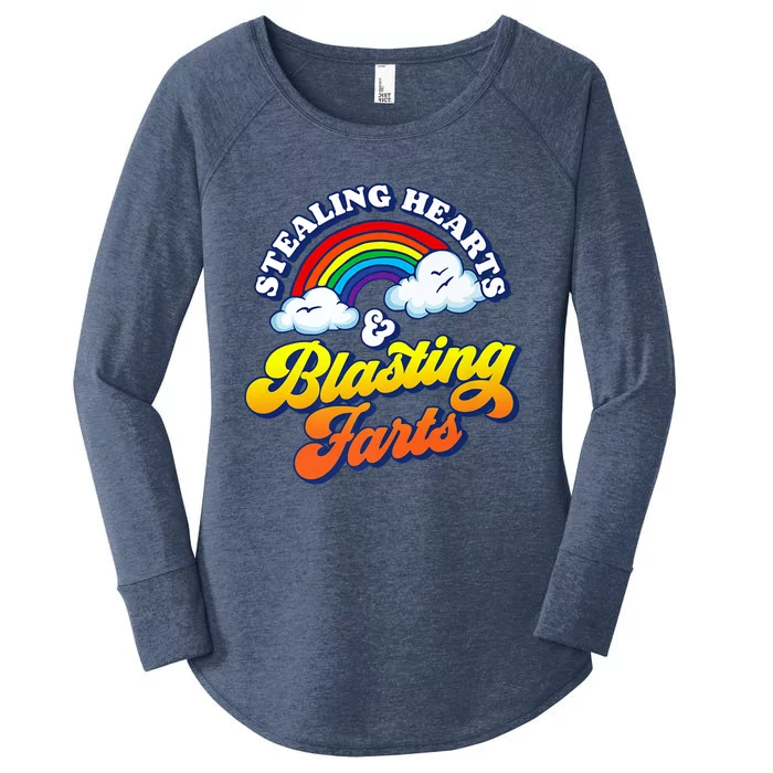 Stealing Hearts Blasting Farts Gift Funny Rainbow Valentines Gift Women's Perfect Tri Tunic Long Sleeve Shirt