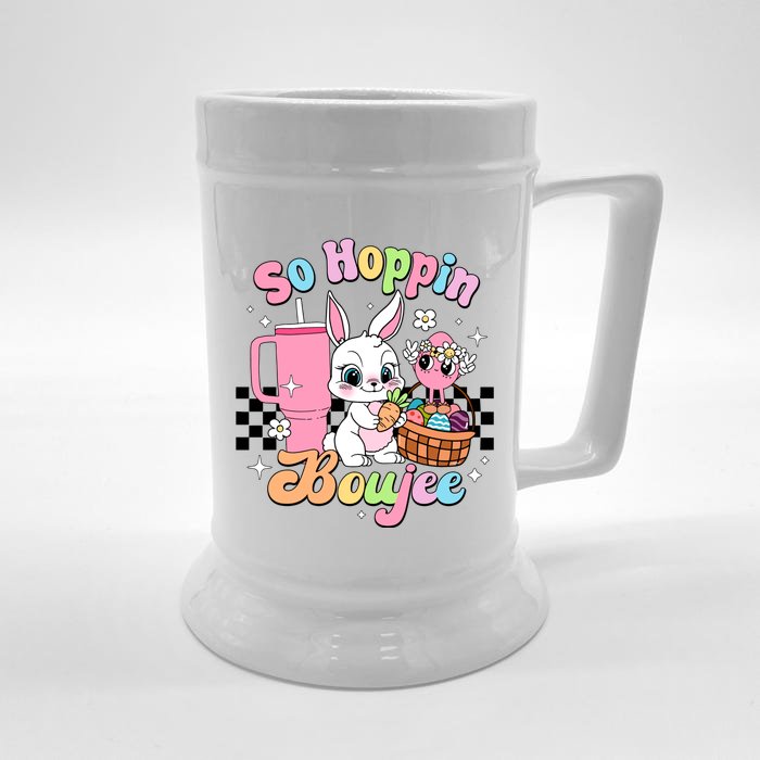 So Hoppin Boujee Cute Bunny Easter Day Easter Egg Front & Back Beer Stein