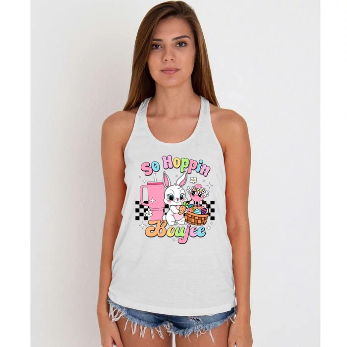 So Hoppin Boujee Cute Bunny Easter Day Easter Egg Women's Knotted Racerback Tank