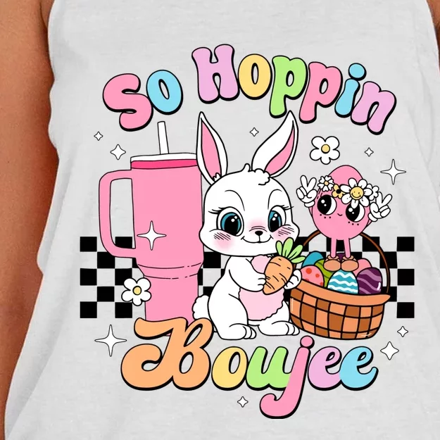 So Hoppin Boujee Cute Bunny Easter Day Easter Egg Women's Knotted Racerback Tank