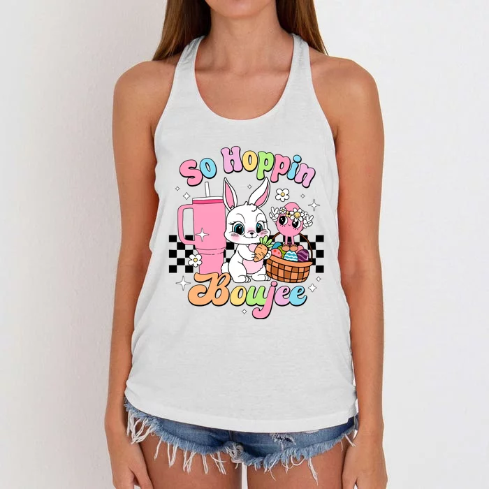 So Hoppin Boujee Cute Bunny Easter Day Easter Egg Women's Knotted Racerback Tank