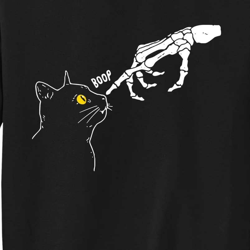 Skeleton Hand Boop Funny Halloween Black Cat Lover Sweatshirt