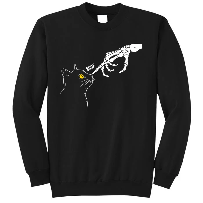 Skeleton Hand Boop Funny Halloween Black Cat Lover Sweatshirt