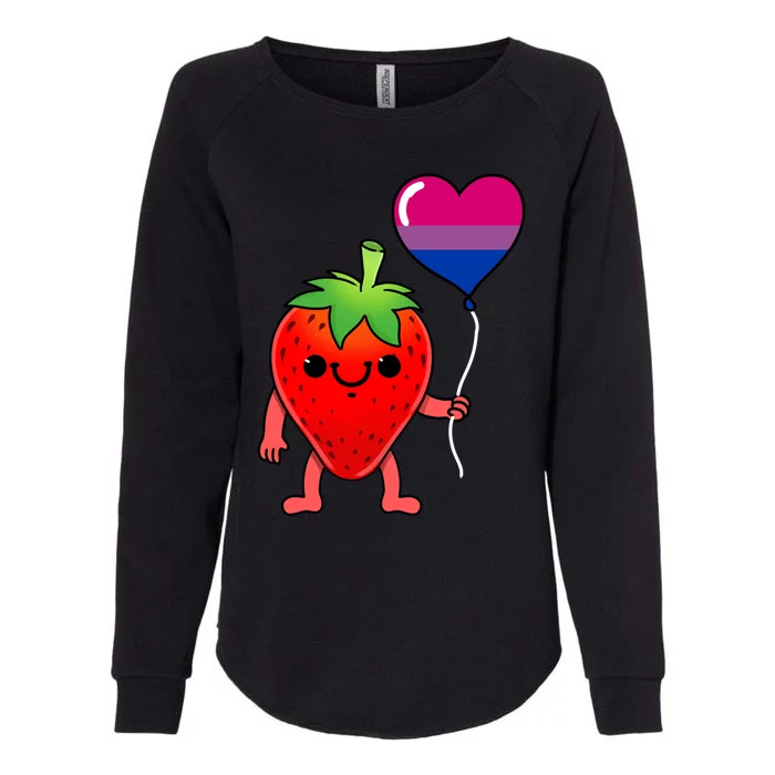 Strawberry Heart Balloon Bisexual Pride Cute Gift Womens California Wash Sweatshirt