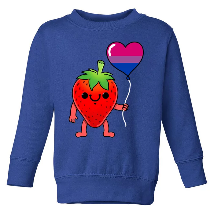 Strawberry Heart Balloon Bisexual Pride Cute Gift Toddler Sweatshirt