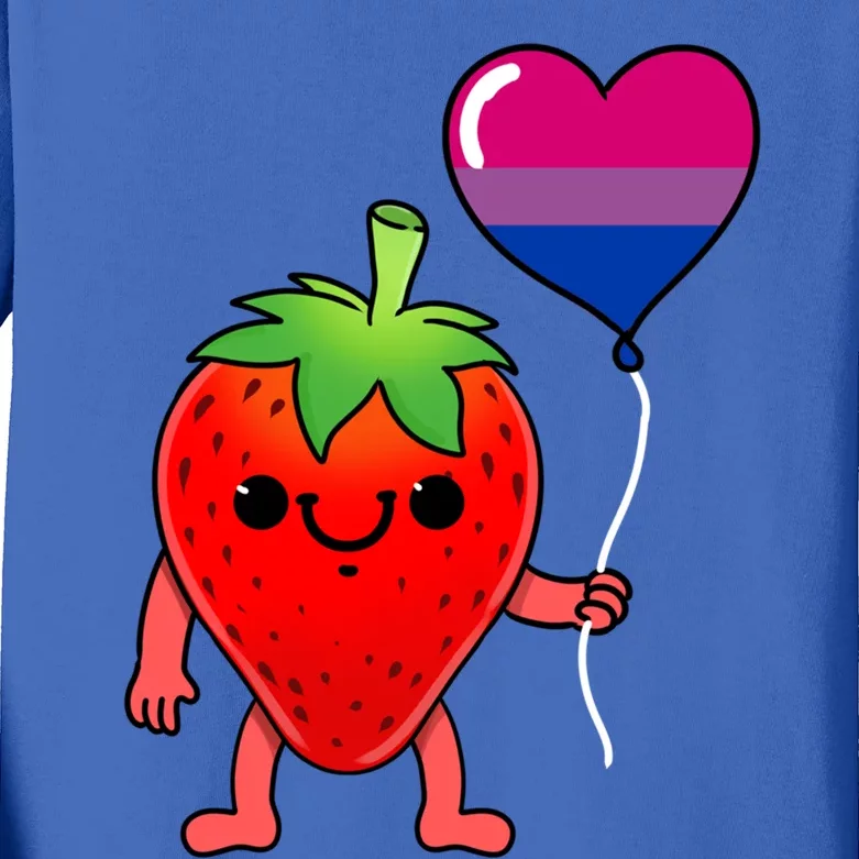 Strawberry Heart Balloon Bisexual Pride Cute Gift Kids Long Sleeve Shirt