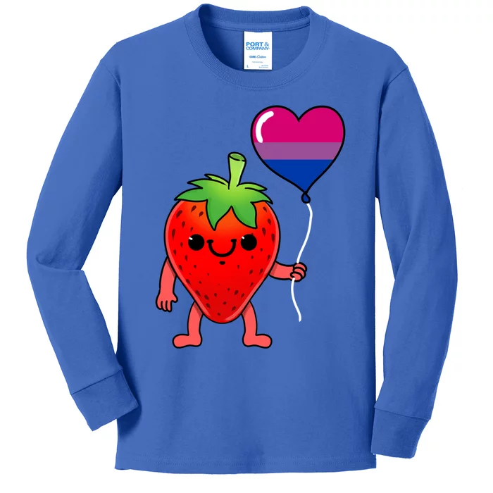 Strawberry Heart Balloon Bisexual Pride Cute Gift Kids Long Sleeve Shirt