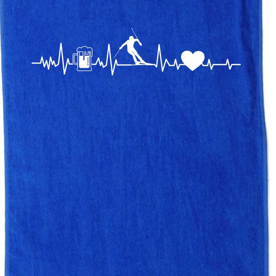 Skiing Heartbeat Beer Skier Skiing Heartbeat Meaningful Gift Platinum Collection Golf Towel