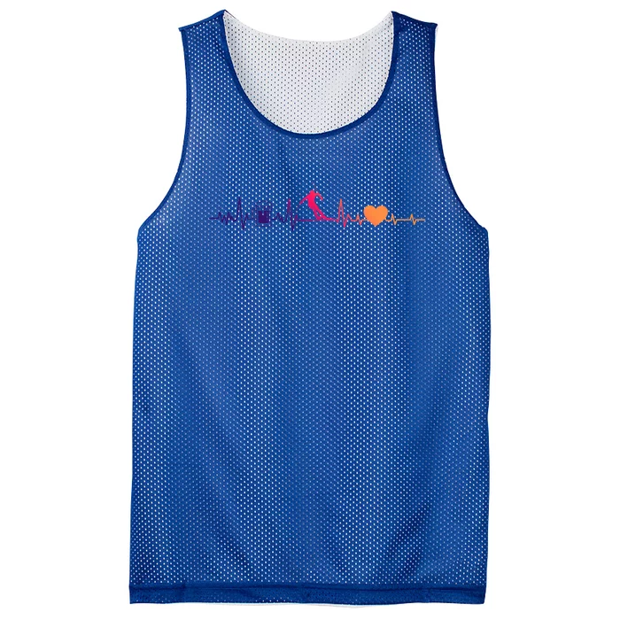 Skiing Heartbeat Beer Skier Skiing Heartbeat Gift Mesh Reversible Basketball Jersey Tank