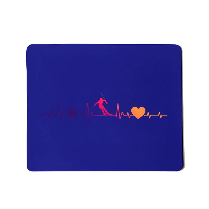 Skiing Heartbeat Beer Skier Skiing Heartbeat Gift Mousepad