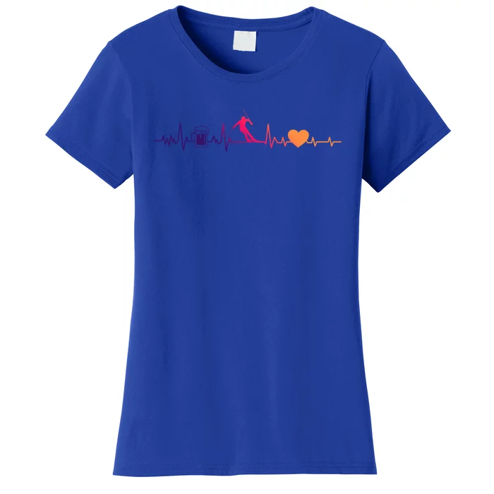 Skiing Heartbeat Beer Skier Skiing Heartbeat Gift Women's T-Shirt