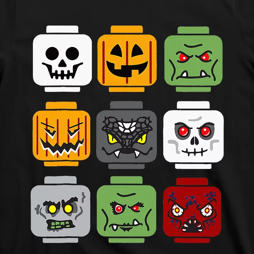 Spooky Halloween Building Brick Head Pumpkin Ghost Zombie Costume T-Shirt