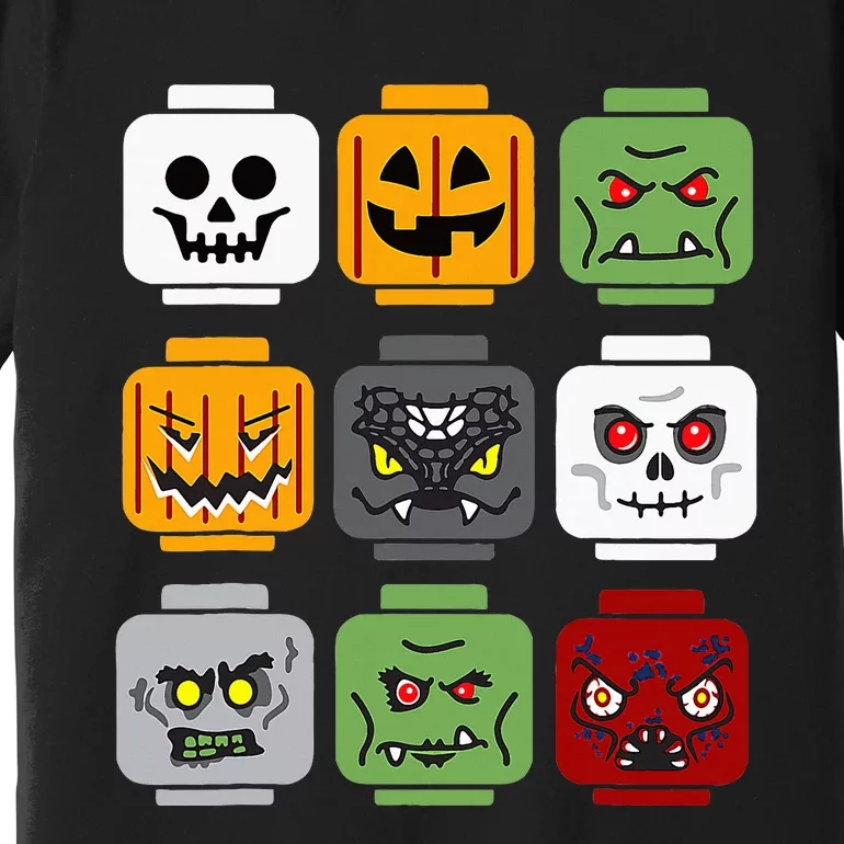 Spooky Halloween Building Brick Head Pumpkin Ghost Zombie Costume Premium T-Shirt