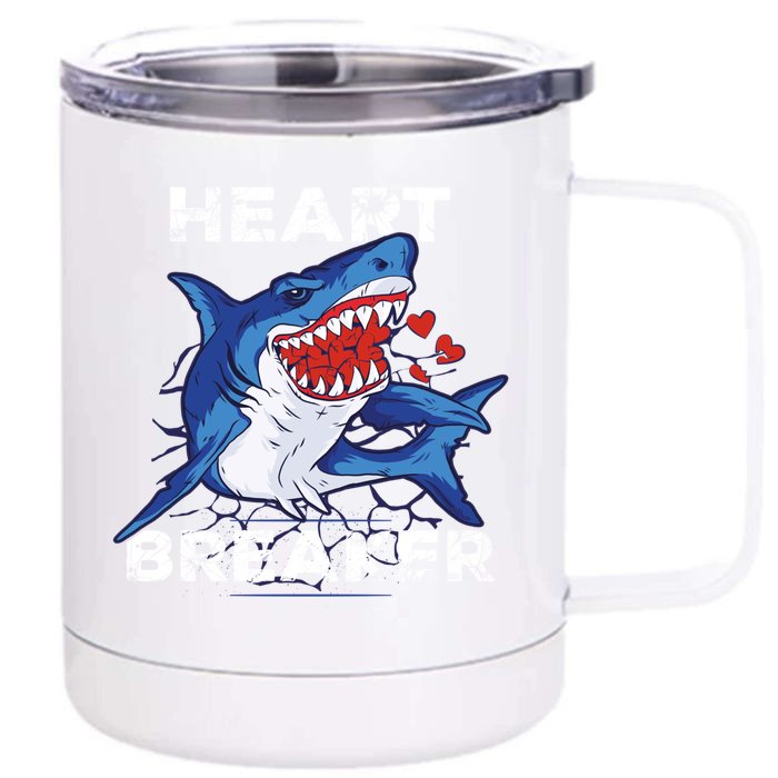 Shark Heart Breaker Valentine's Day Crazy Shark Gift Front & Back 12oz Stainless Steel Tumbler Cup