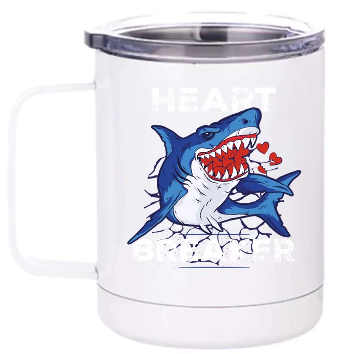 Shark Heart Breaker Valentine's Day Crazy Shark Gift Front & Back 12oz Stainless Steel Tumbler Cup