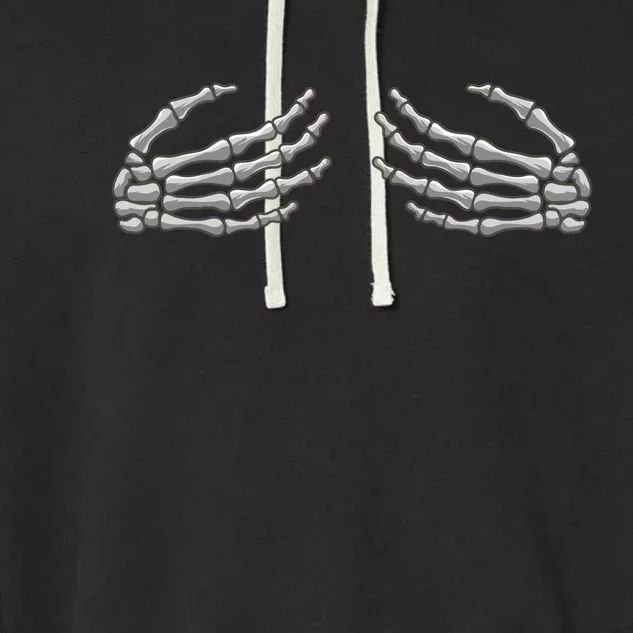 Skeleton Hands Breast Halloween Garment-Dyed Fleece Hoodie