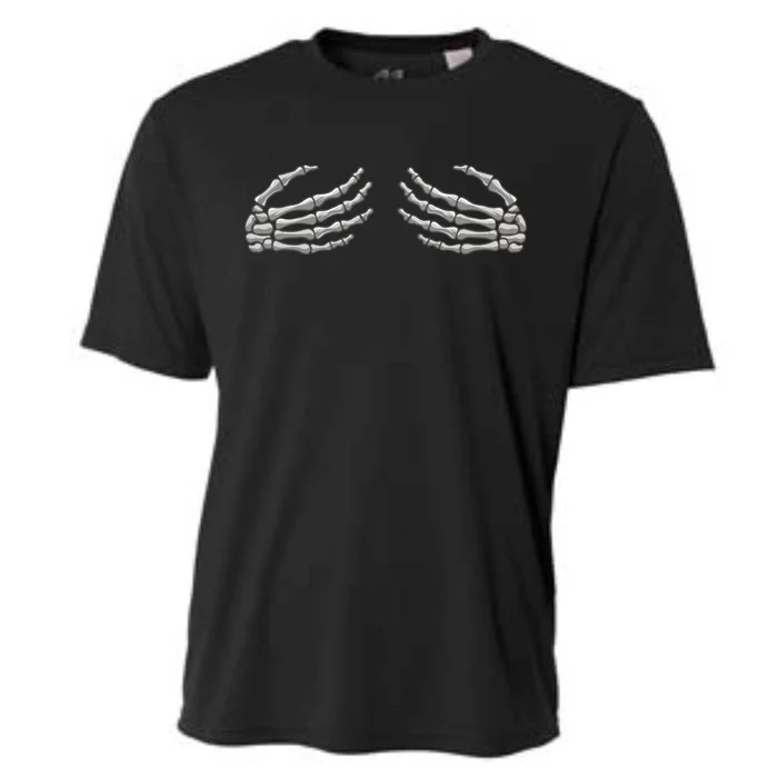 Skeleton Hands Breast Halloween Cooling Performance Crew T-Shirt