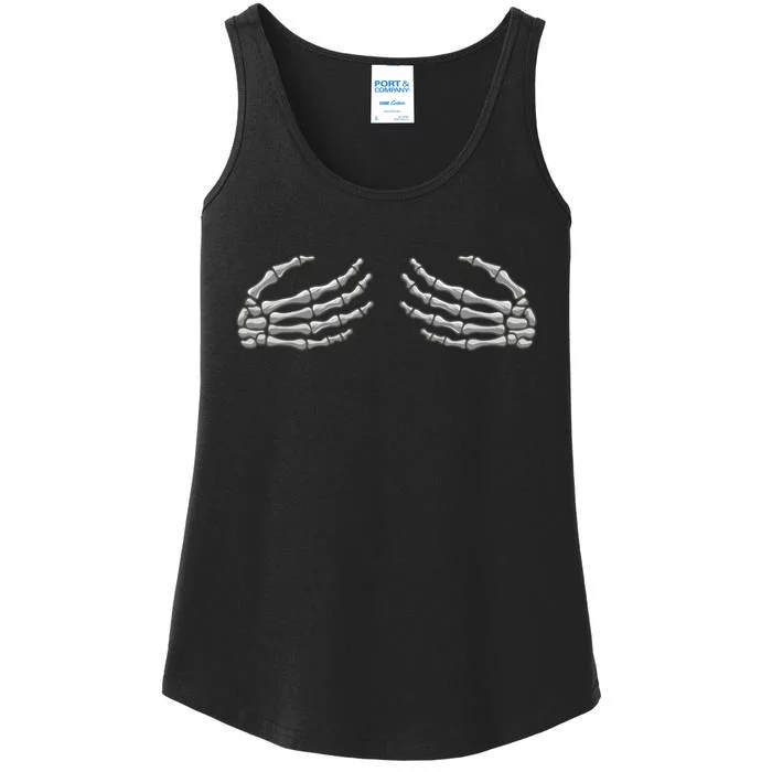 Skeleton Hands Breast Halloween Ladies Essential Tank