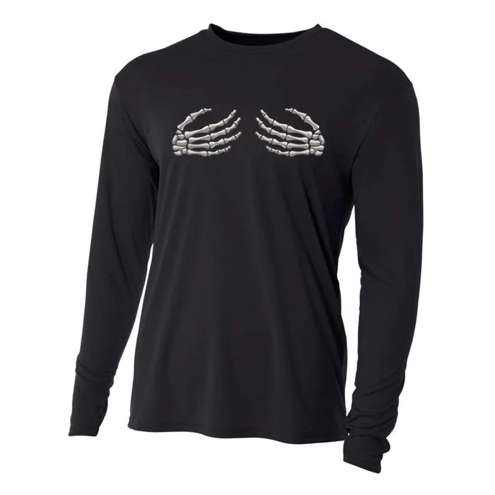 Skeleton Hands Breast Halloween Cooling Performance Long Sleeve Crew