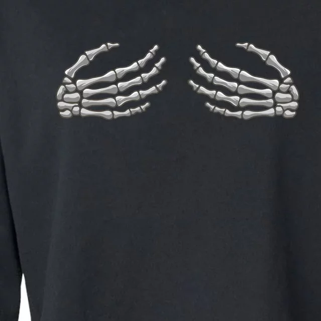 Skeleton Hands Breast Halloween Cropped Pullover Crew