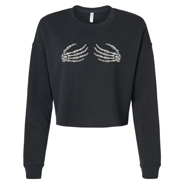 Skeleton Hands Breast Halloween Cropped Pullover Crew