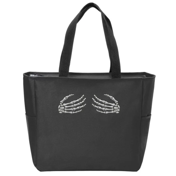 Skeleton Hands Breast Halloween Zip Tote Bag