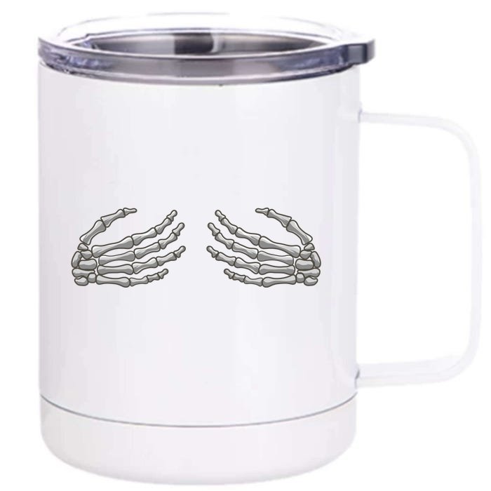 Skeleton Hands Breast Halloween Front & Back 12oz Stainless Steel Tumbler Cup