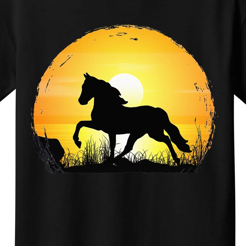 Sunset Horse Breed Silhouette Tennessee Walker Kids T-Shirt