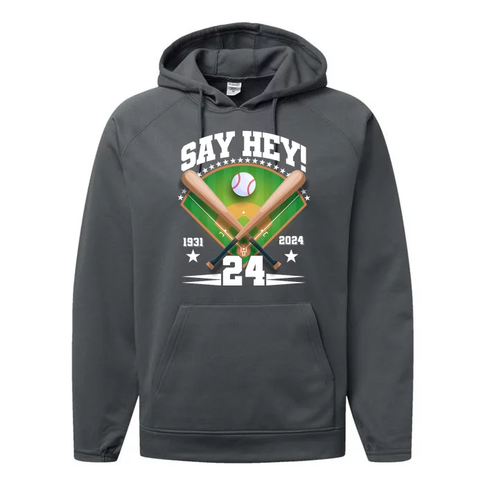 Say Hey Baseball Legend Willie Mays Tribute 1931 2024 Performance Fleece Hoodie