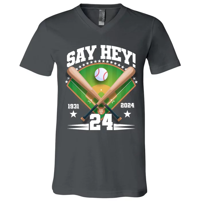 Say Hey Baseball Legend Willie Mays Tribute 1931 2024 V-Neck T-Shirt