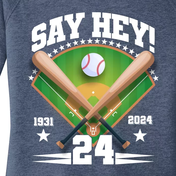 Say Hey Baseball Legend Willie Mays Tribute 1931 2024 Women's Perfect Tri Tunic Long Sleeve Shirt