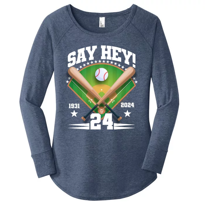 Say Hey Baseball Legend Willie Mays Tribute 1931 2024 Women's Perfect Tri Tunic Long Sleeve Shirt