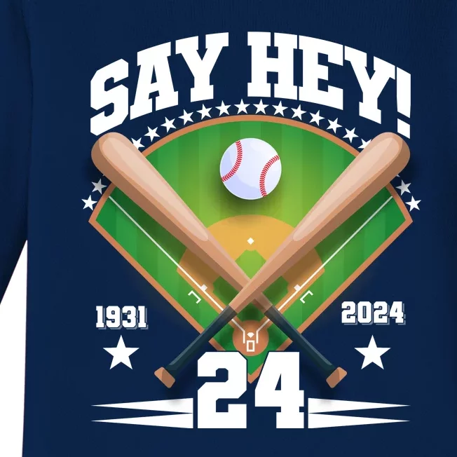 Say Hey Baseball Legend Willie Mays Tribute 1931 2024 Baby Long Sleeve Bodysuit