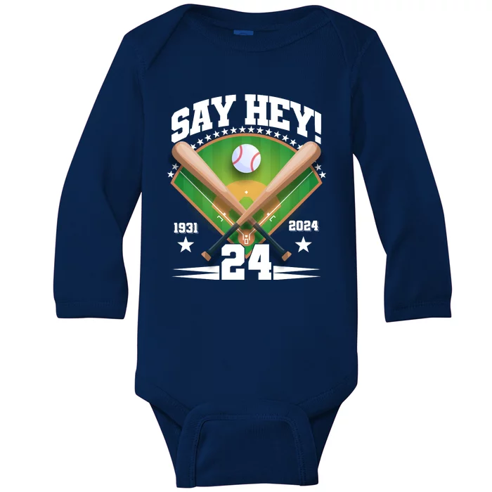 Say Hey Baseball Legend Willie Mays Tribute 1931 2024 Baby Long Sleeve Bodysuit